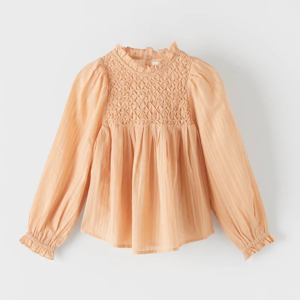 Zara ROMANTIC BLOUSE 11-12 pink flowy gauzy